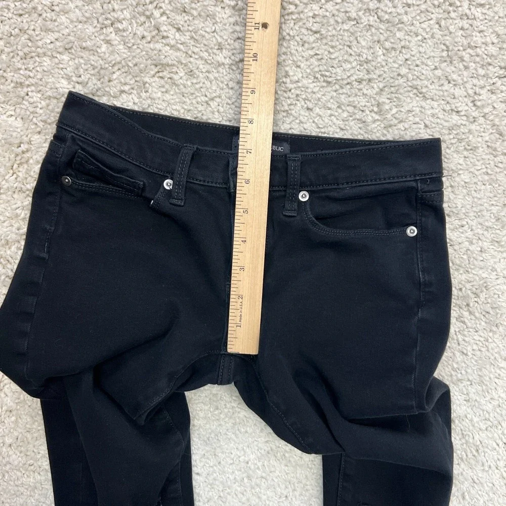 Banana Republic Jeans Womens 25 Petite 25P Black Skinny Denim Distressed Raw Hem - Picture 8 of 10